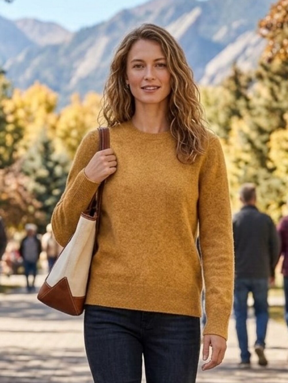 Banana Republic Women's Mustard Italian Merino Wool Crewneck Sweater Size Large